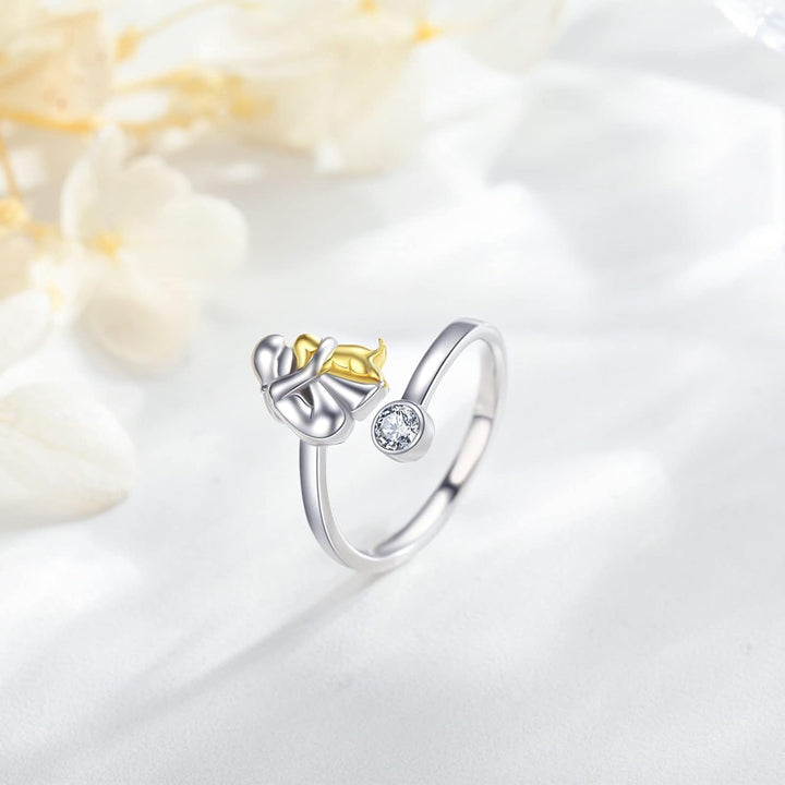 Stříbrný prsten pes zirkonie nastavitelný