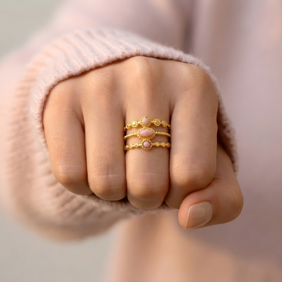 Prsten Amulet Růžový Opál