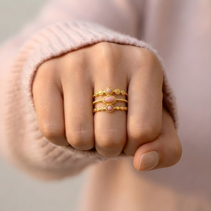 Prsten Amulet Růžový Opál
