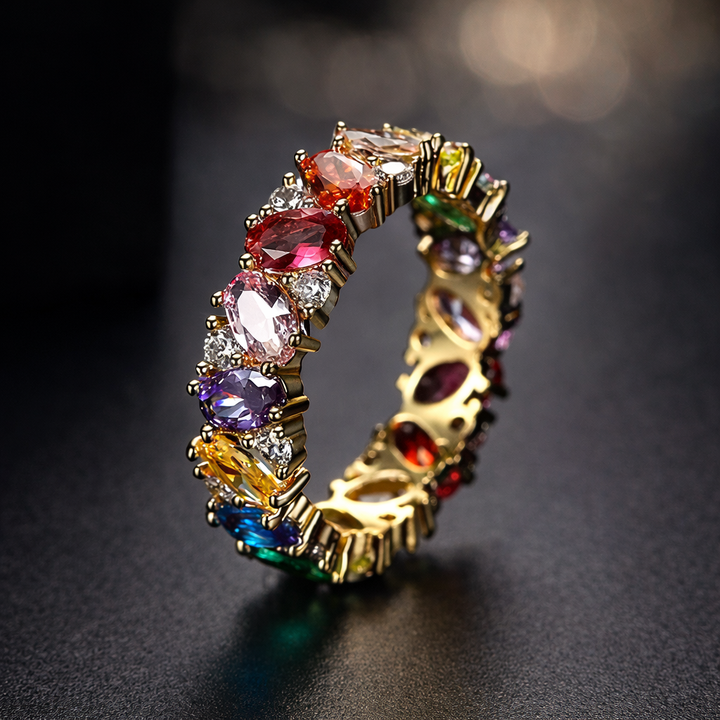 Impozantní prsten barevné zirkonie