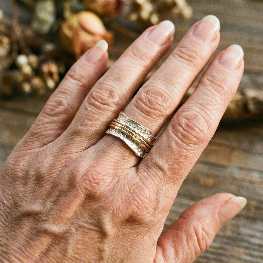 Vintage jemný prsten zlato a stříbro