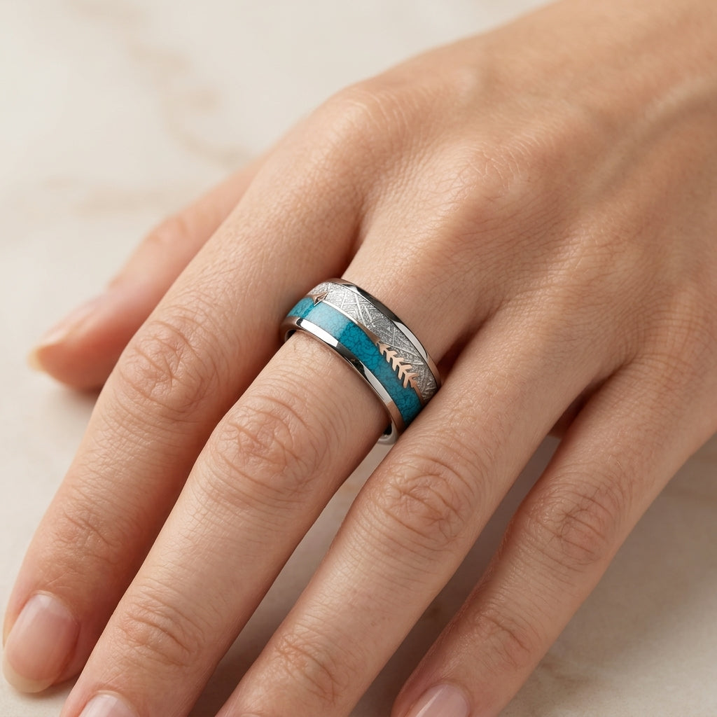 Oud Emaille Zilveren Ring | Wit Goud