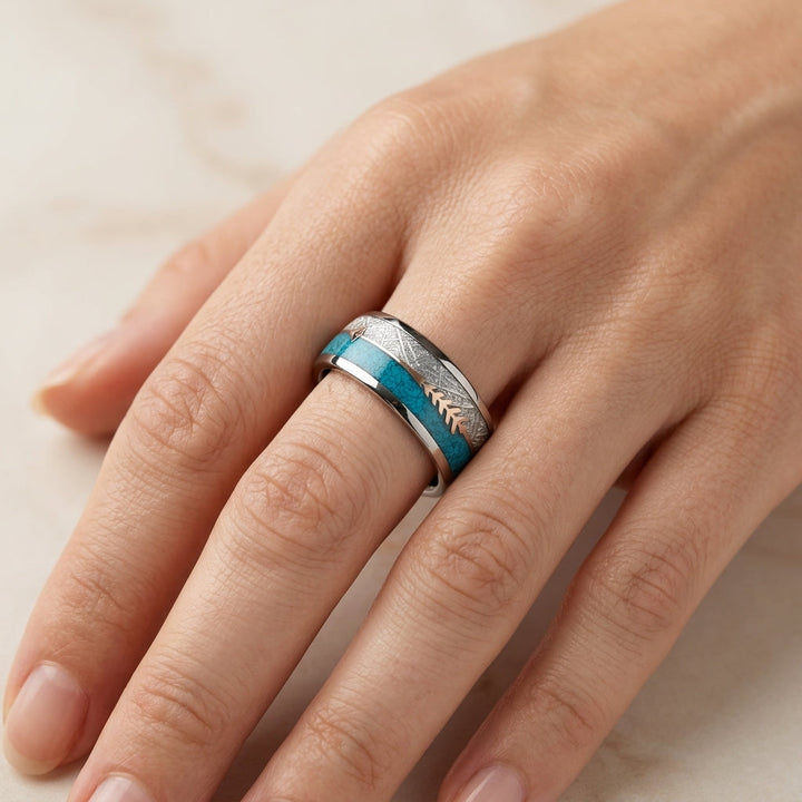 Oud Emaille Zilveren Ring | Wit Goud