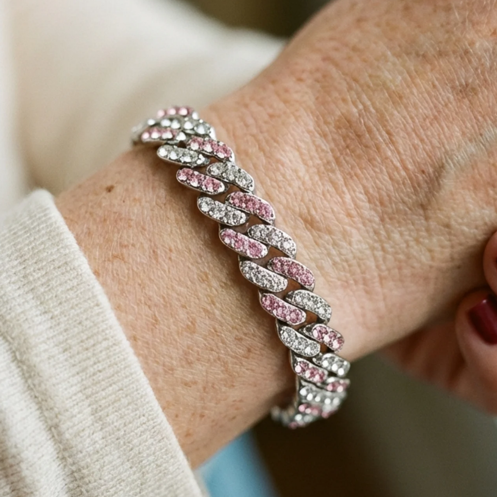 Arctische Roze Cubaanse Armband | Witte Goud