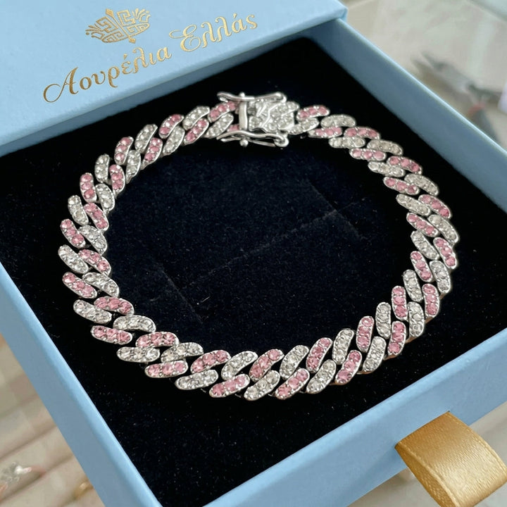 Arctische Roze Cubaanse Armband | Witte Goud