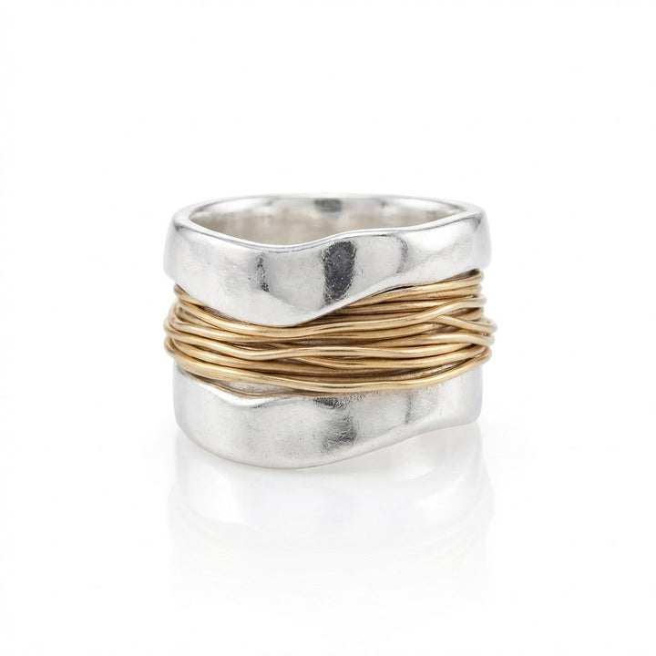 Stříbrný prsten zlatý drát