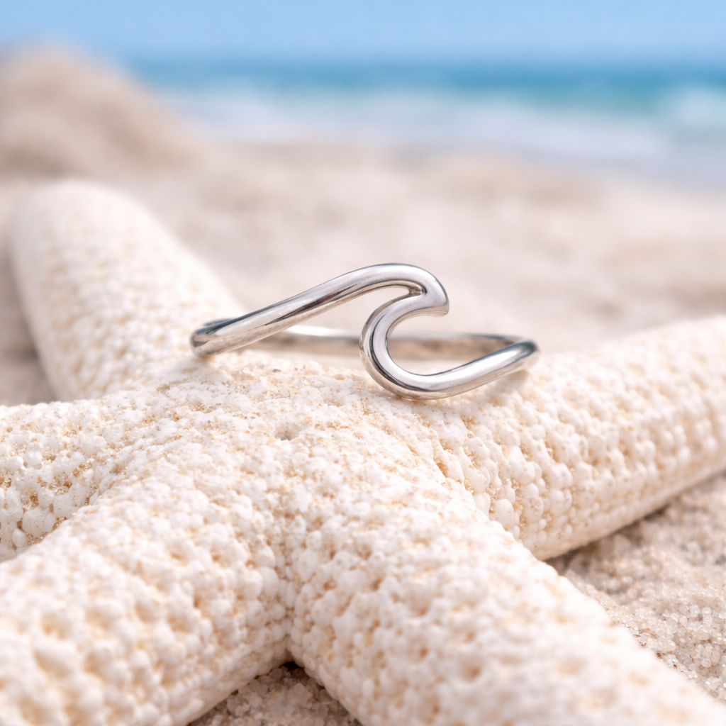 Stříbrný prsten oceánská vlna