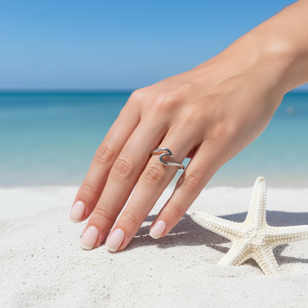 Stříbrný prsten oceánská vlna