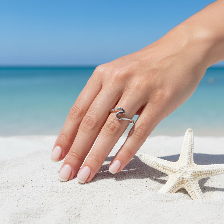 Stříbrný prsten oceánská vlna