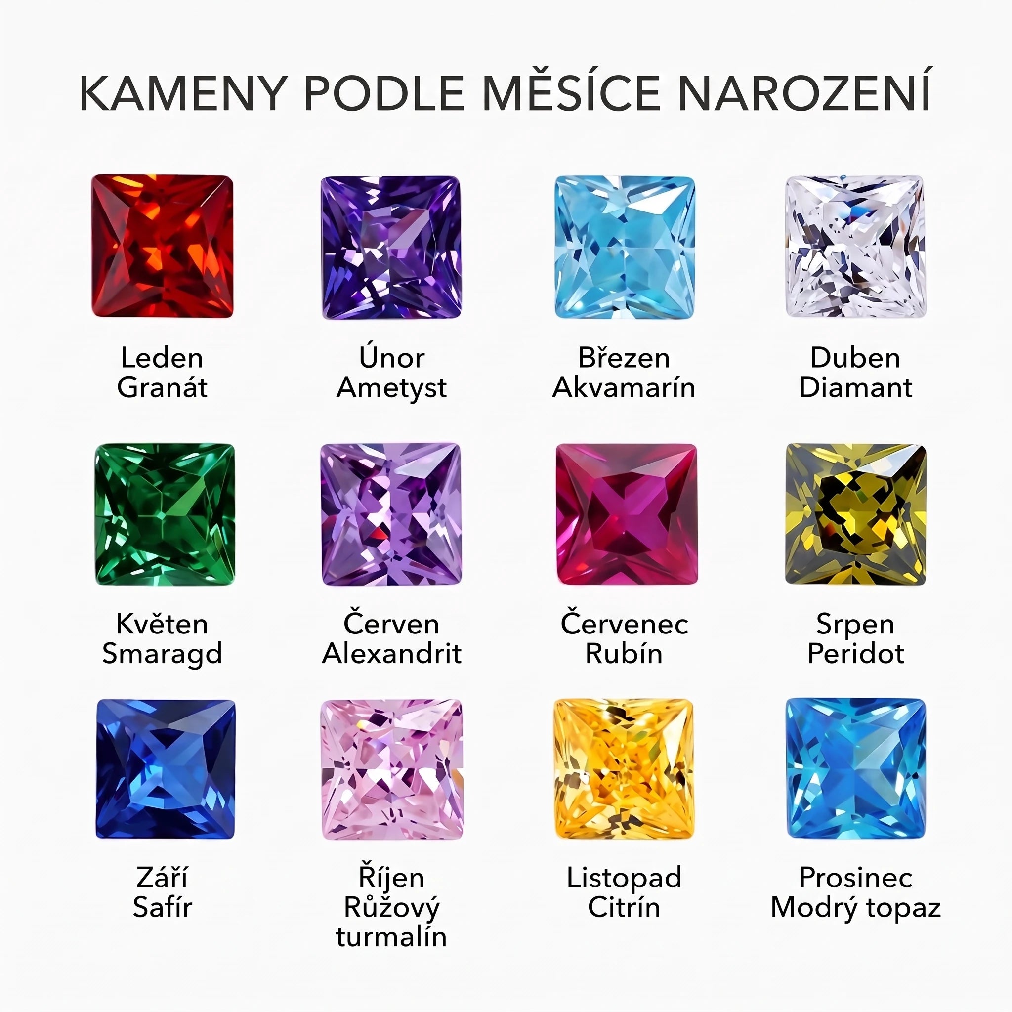 Náramek Zavěšený kříž – kameny podle měsíce narození