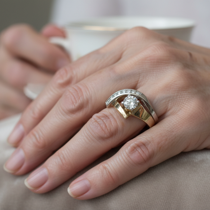 Elegantní bicolor prsten zirkonie