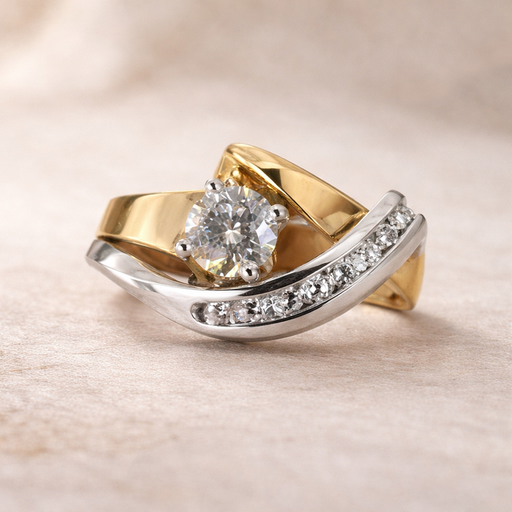 Elegantní bicolor prsten zirkonie
