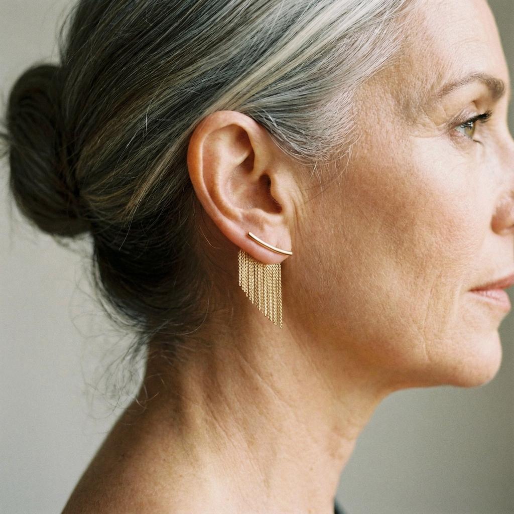 Visací náušnice zlatá záclona