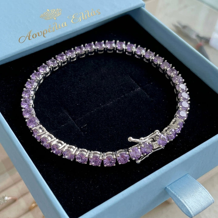 Amethist Tennisarmband | Wit Goud