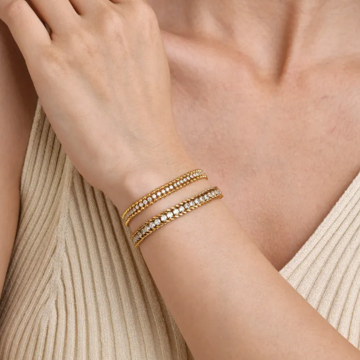 Ocelový náramek zirkoniová řetízka