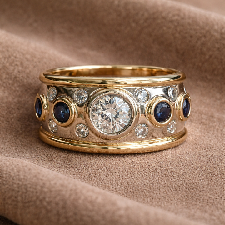 Retro prsten zlatý zirkoniový lem