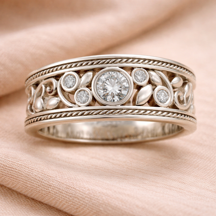 Retro stříbrný prsten zirkonie