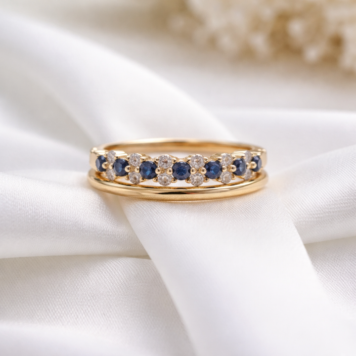 Klasický zlatý prsten modrá zirkonie