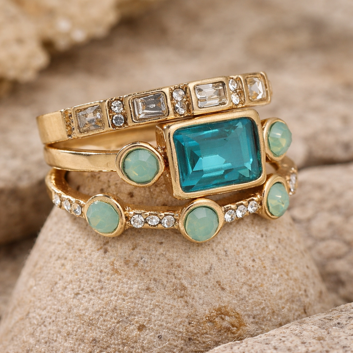 Sada prstenů modré kameny zirkonie