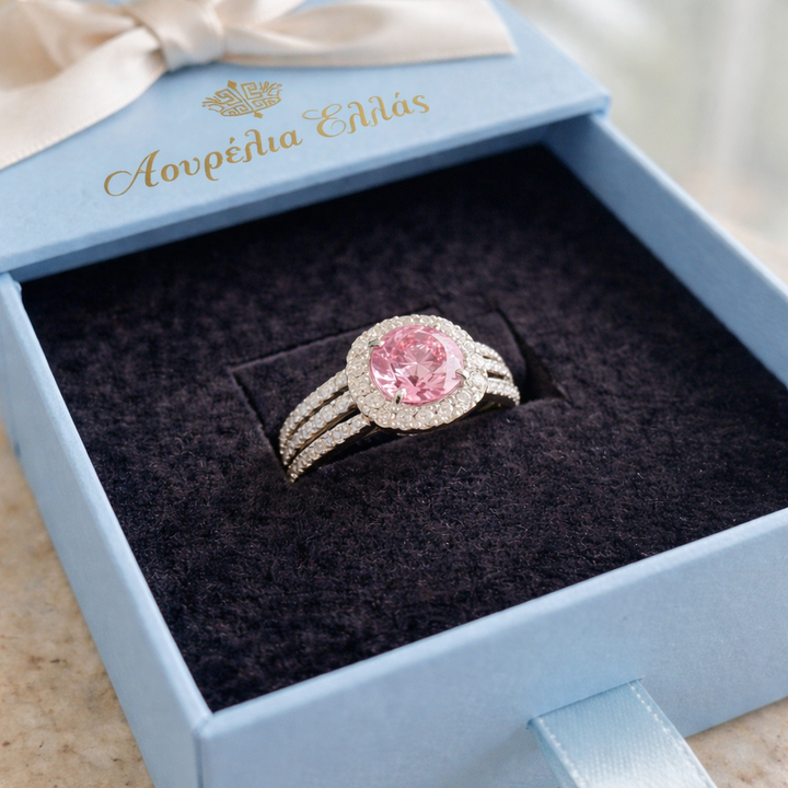 Ring met een Band van Roze en Witte Goud