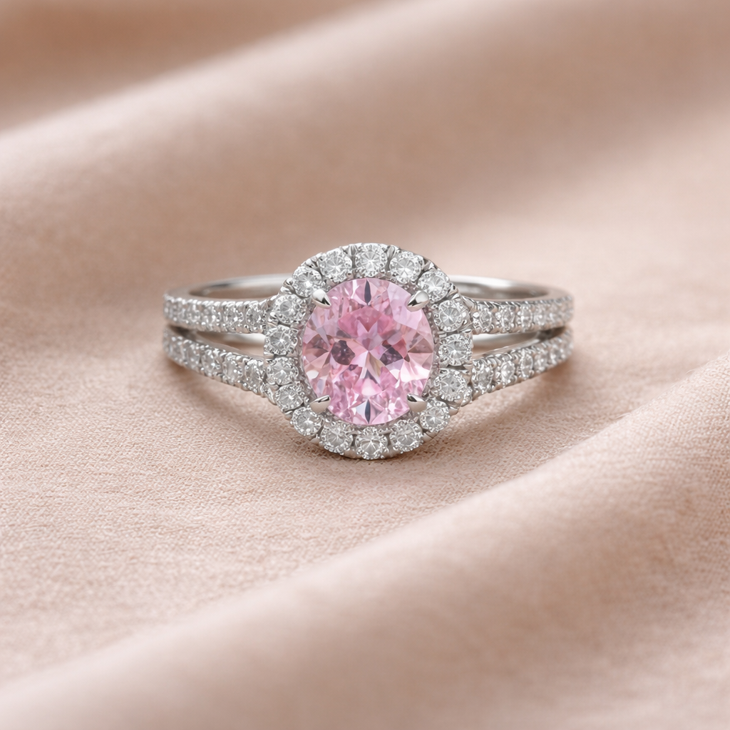 Ring met een Band van Roze en Witte Goud