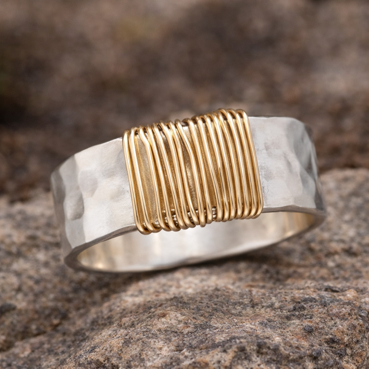 Boho prsten zlatý drát