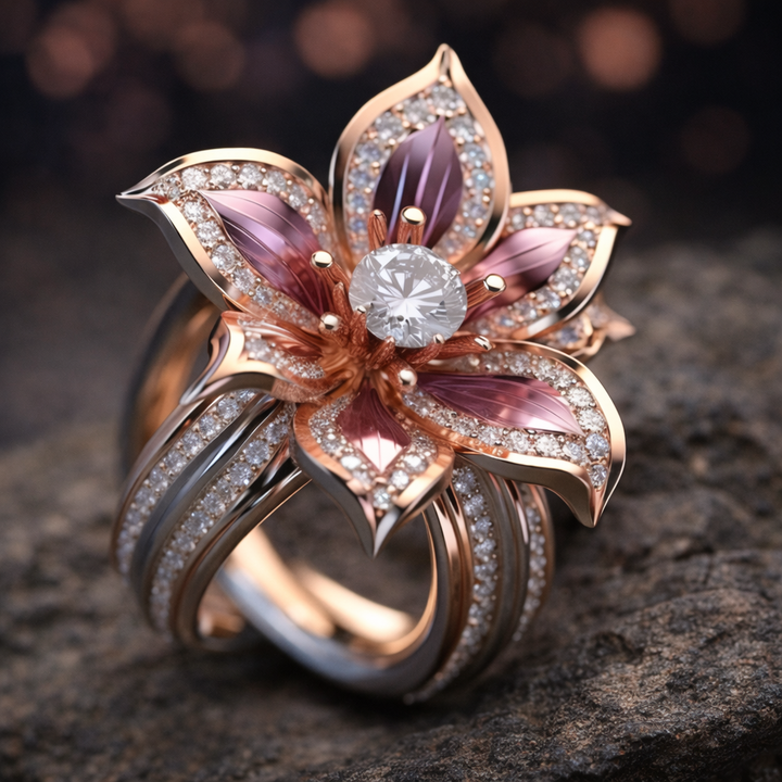 Prsten lotos růžový luxus