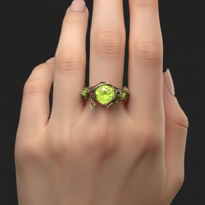 Zlatý přírodní prsten zelený opál