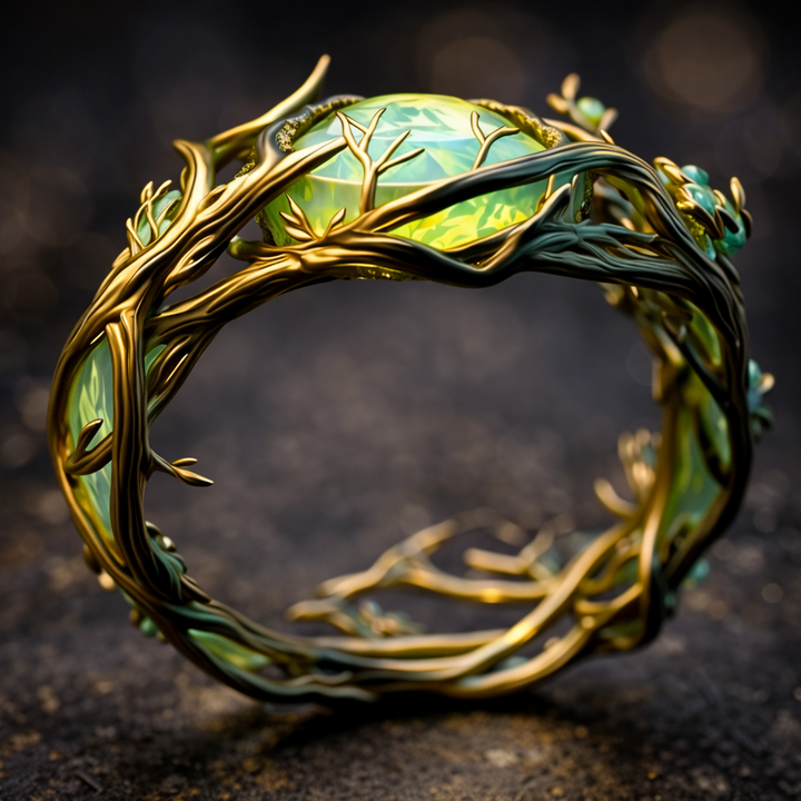 Zlatý přírodní prsten zelený opál