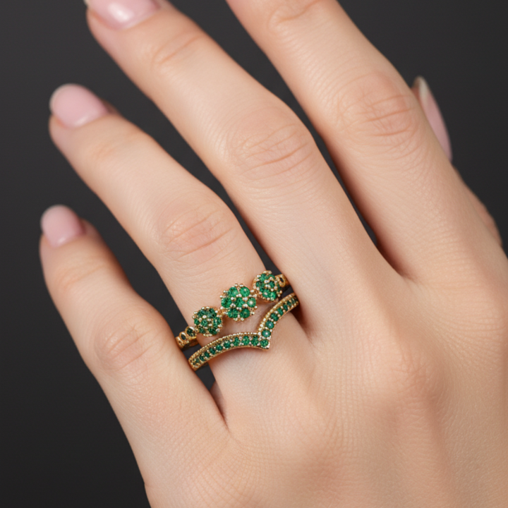 Zlatý prsten smaragdový lesk