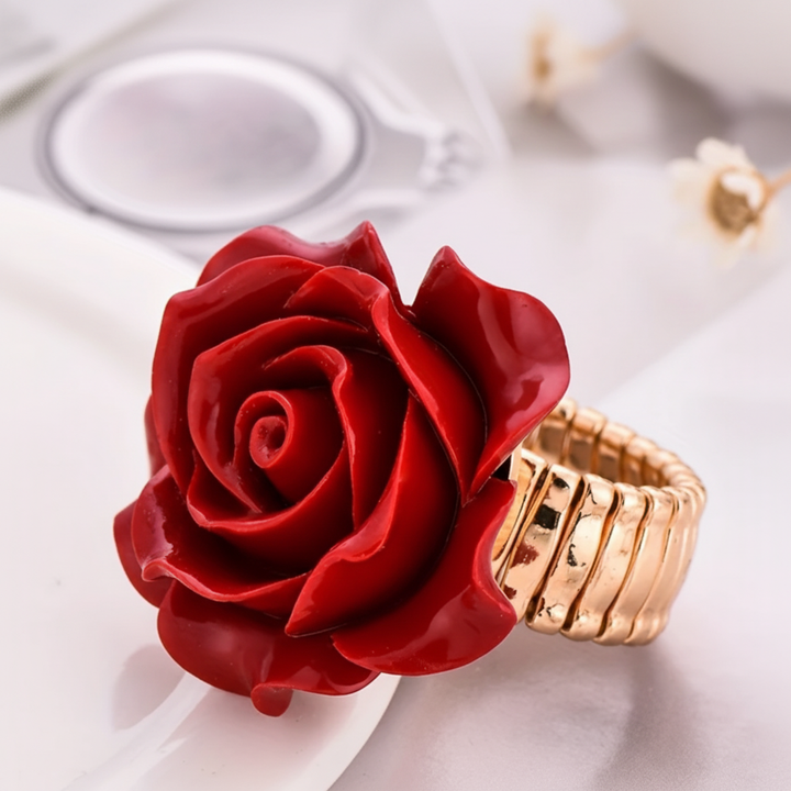 Prsten růžové zlato červená růže