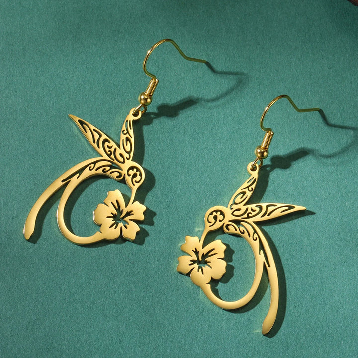 Nerezové náušnice duch kolibřík