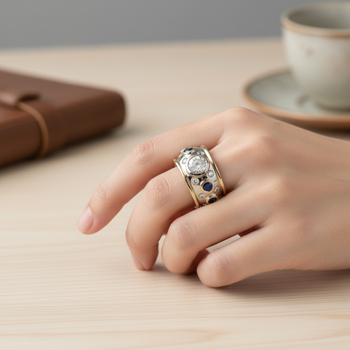 Retro prsten zlatý zirkoniový lem