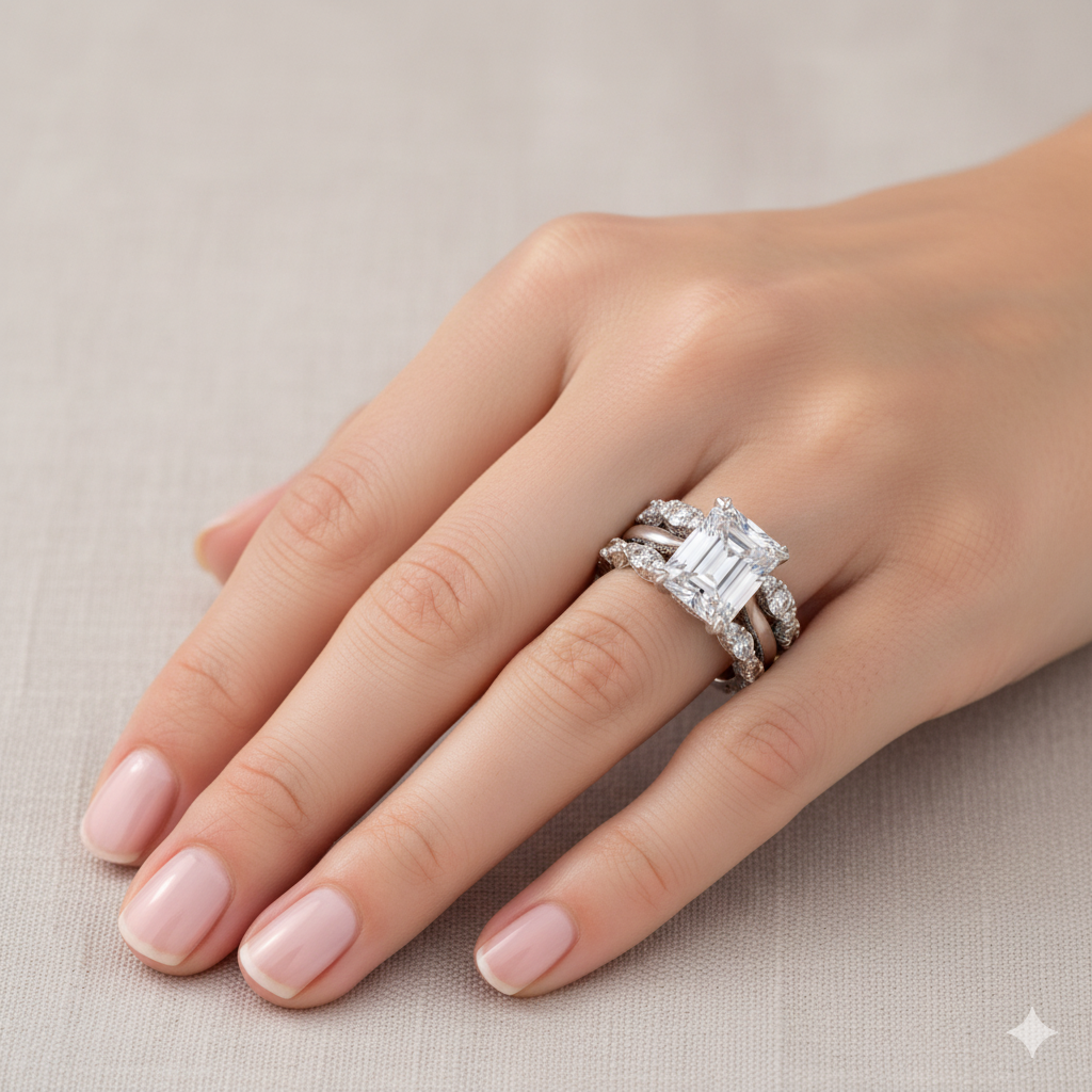 Třpytivý stříbrný prsten zirkonie vrstvy