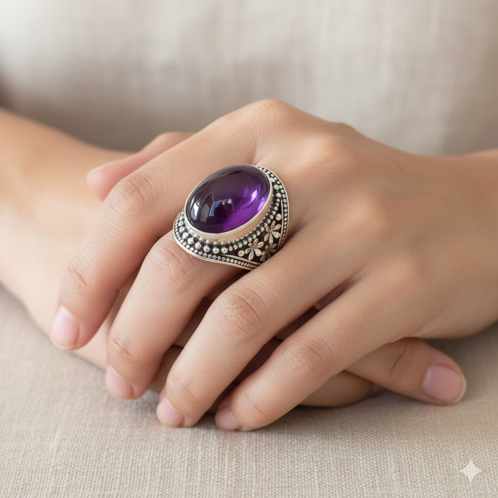 Prsten achát Haida ametyst