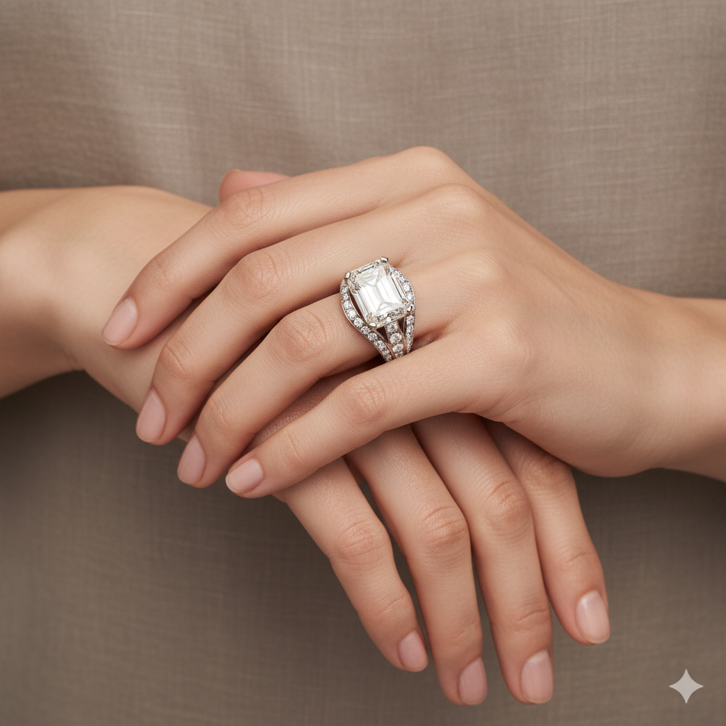 Čtvercový prsten slitina diamant