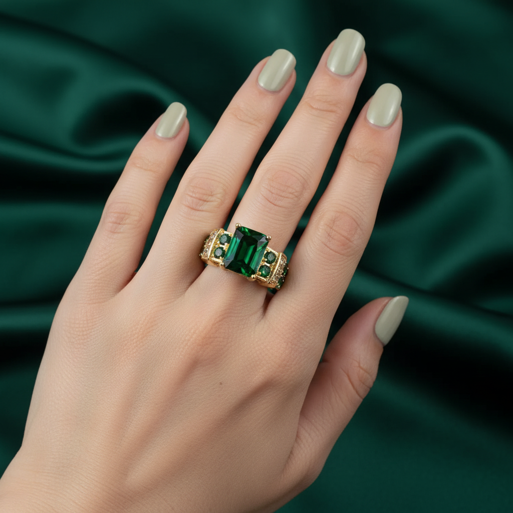 Okouzlující smaragdový prsten