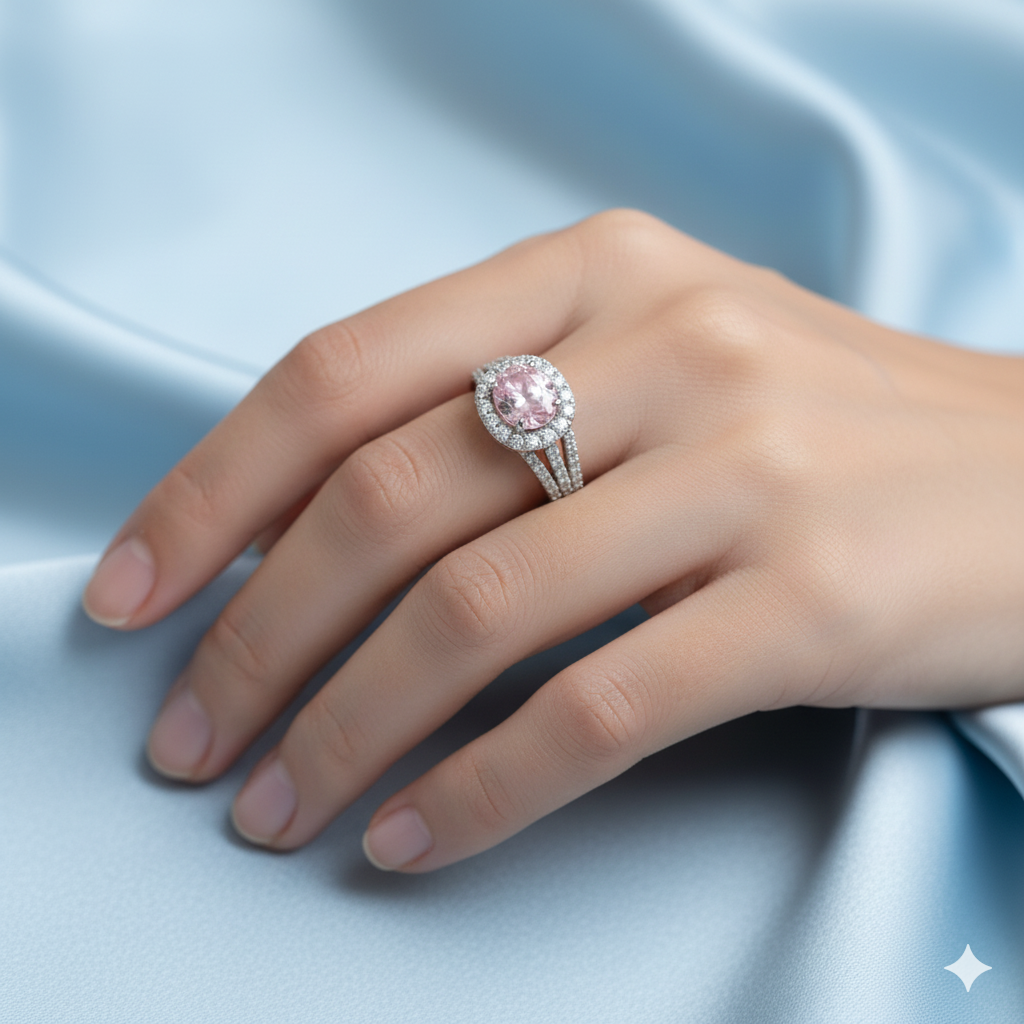 Ring met een Band van Roze en Witte Goud