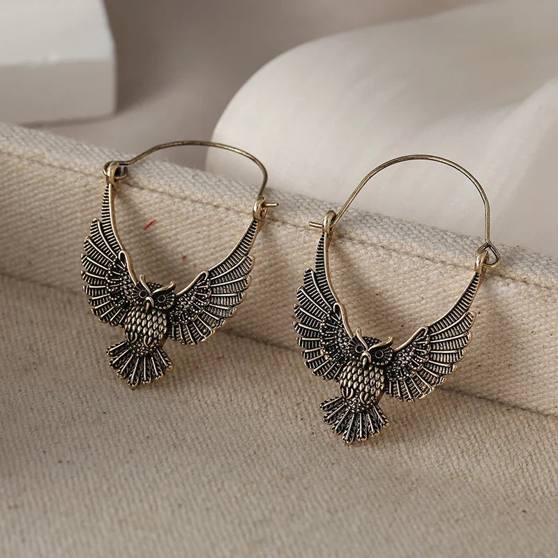 Vintage boho prohlášení náušnice sova
