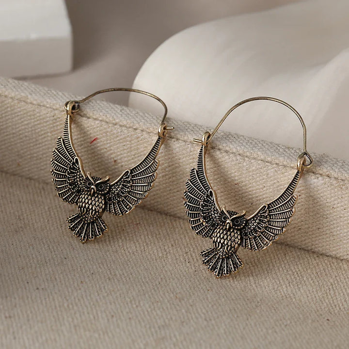 Vintage boho prohlášení náušnice sova