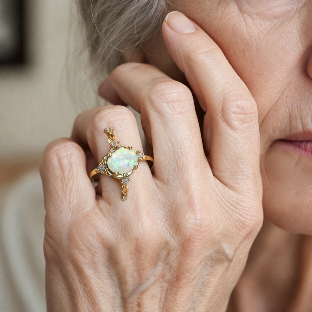 Prsten zlatý opál