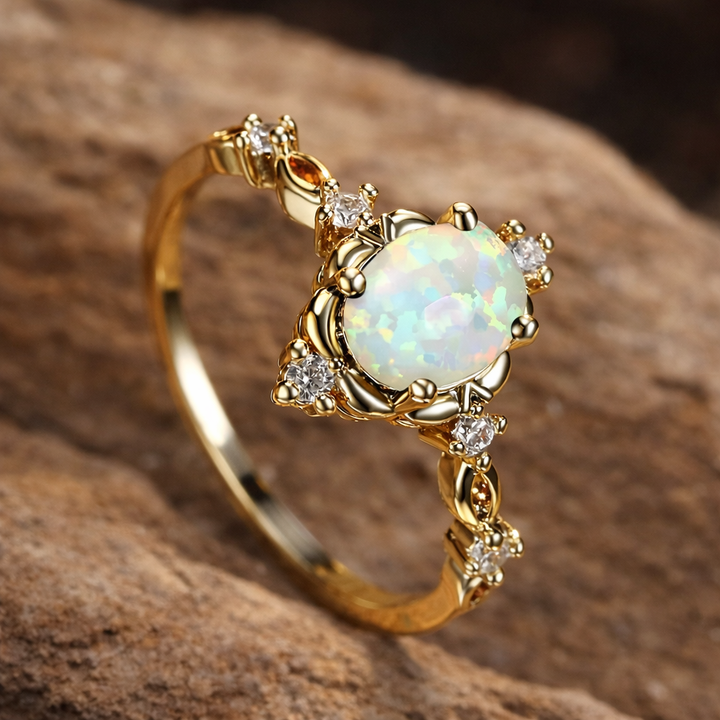 Prsten zlatý opál