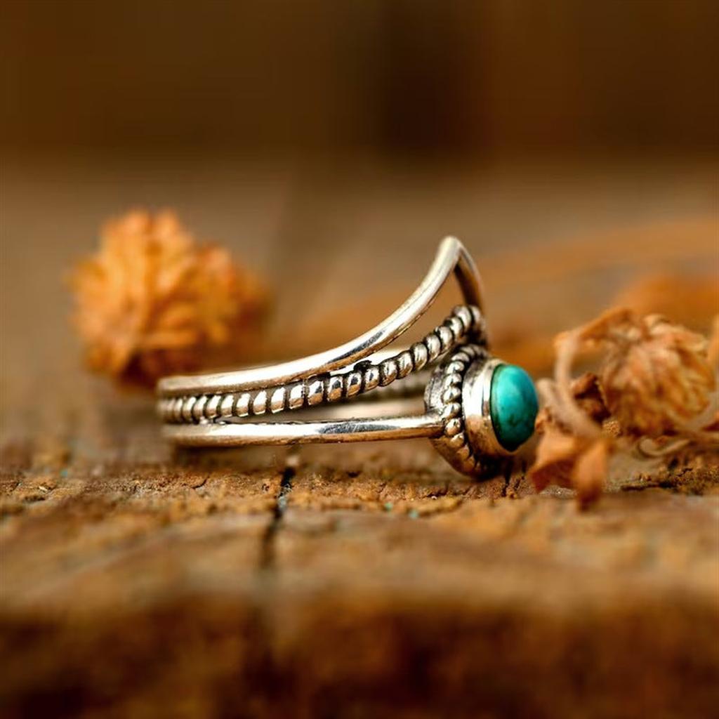 Gouden Ring met Turquoise Kralen