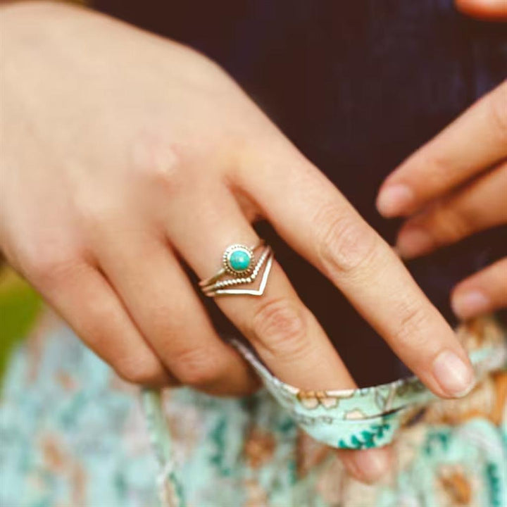 Gouden Ring met Turquoise Kralen