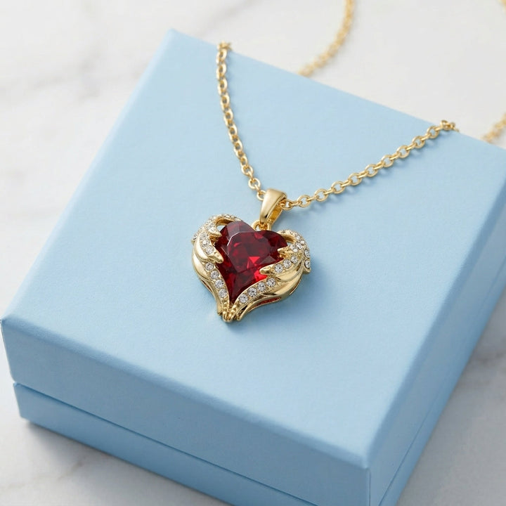 Ketting met Robijn Hart Engel | Goud