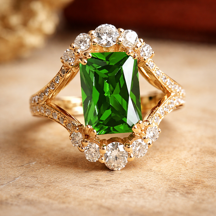 Elegantní prsten se smaragdem