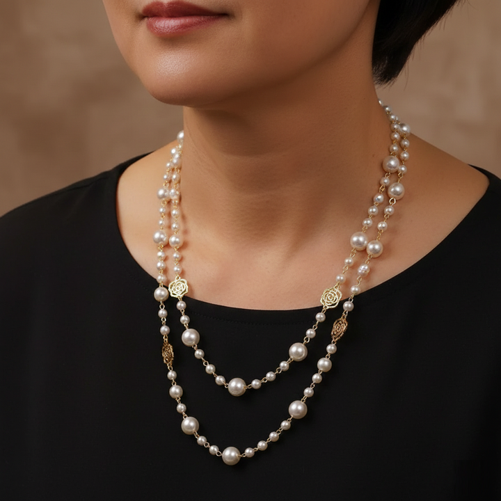 Elegante gouden ketting met parel