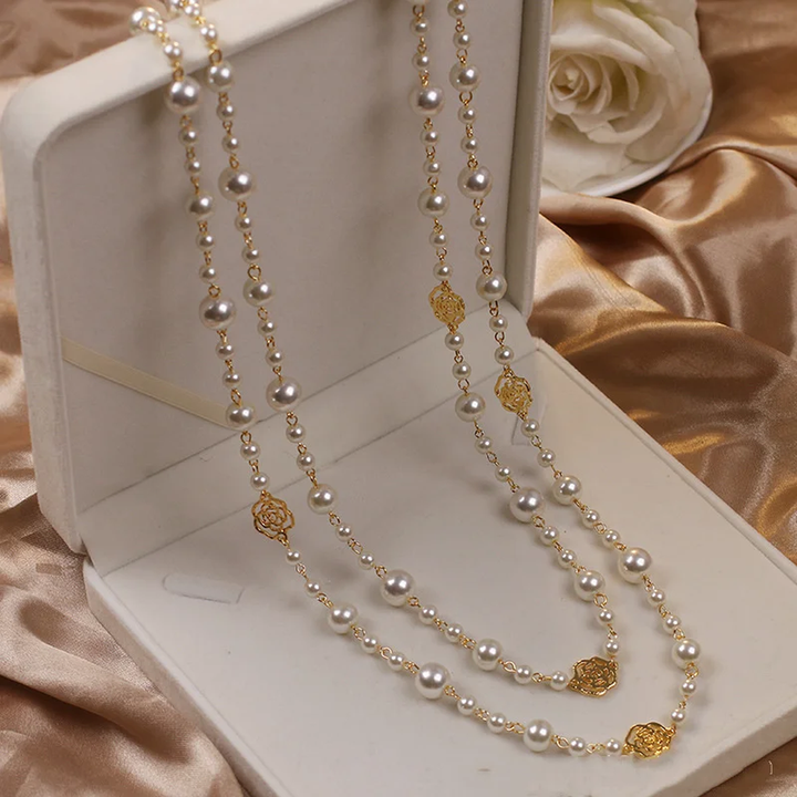 Elegante gouden ketting met parel