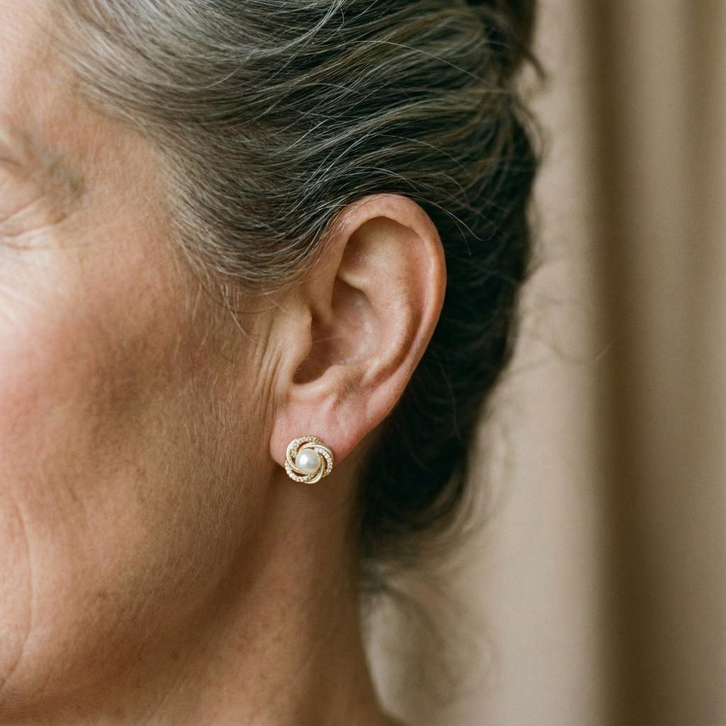 Zlaté visací náušnice kulatá perla