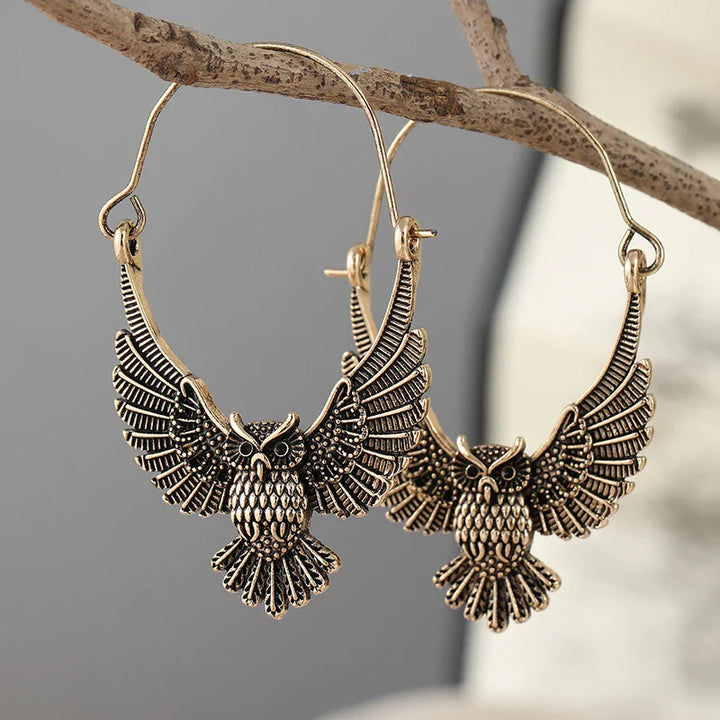 Vintage boho prohlášení náušnice sova